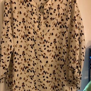 Women's Cream and Brown Patterned Top